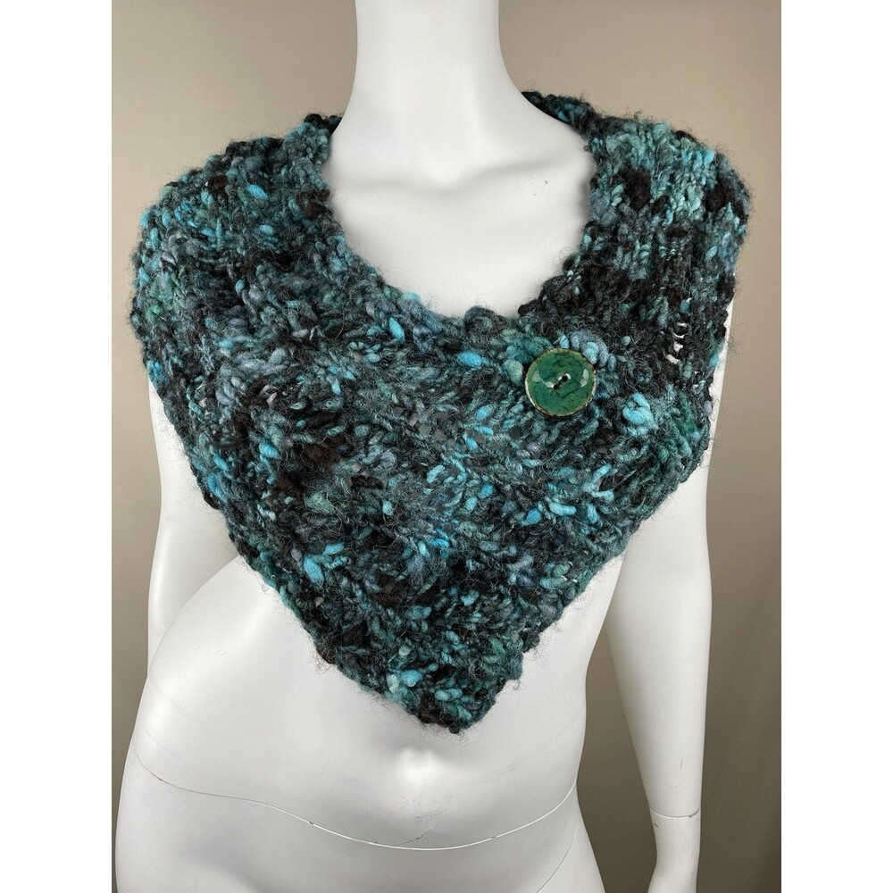 Button Accent Cable Knit Infinity Scarf Women's One Size Teal Grey Hobo Phoebe B